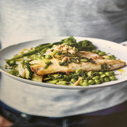 Grilled Sea Bass With Minted Peas
