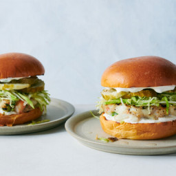 Grilled Seafood Burgers With Old Bay Mayonnaise