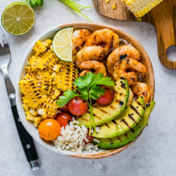 Grilled Shrimp Bowls + Cilantro-Lime Rice Recipe