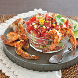 Grilled Shrimp Cocktail with Tomato–Corn Relish