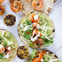 Grilled Shrimp Tacos with Avocado Crema