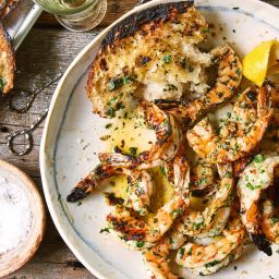 Grilled Shrimp With Herby Garlic Bread