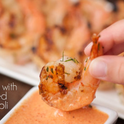 Grilled Shrimp with Roasted Red Pepper Aioli