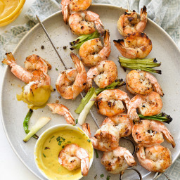 Grilled Shrimp with Sweet or Spicy Mustard Dipping Sauce