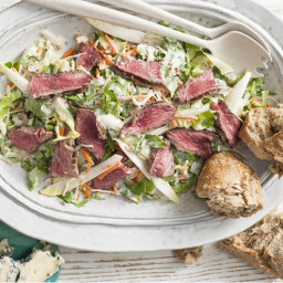 Grilled Skirt Steak over Creamy Blue Cheese Slaw