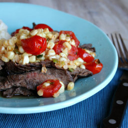 Grilled Skirt Steak with Corn and Cherry Tomato Salad