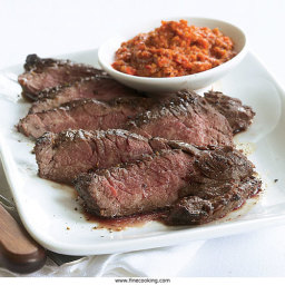 Grilled Skirt Steak with Quick Romesco Sauce