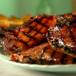 Grilled Smoked Pork Chops with Sweet and Sour Glaze