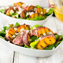 Grilled Steak and Peach Salad with Blue Cheese and Red Wine Vinaigrette