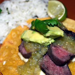 Grilled Steak Tacos with Tomatillo Salsa and Cilantro Rice