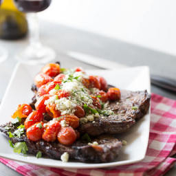 Grilled Steak with Roasted Tomatoes and Blue Cheese