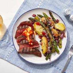 Grilled Steaks & Chile Butter with Rosemary Fingerling Potatoes & A
