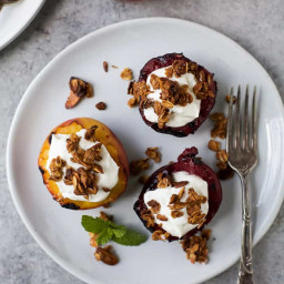Grilled Stone Fruit with Yogurt and Granola