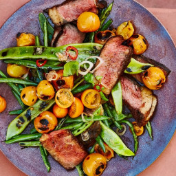 Grilled Strip Steak with Blistered Tomatoes and Green Beans