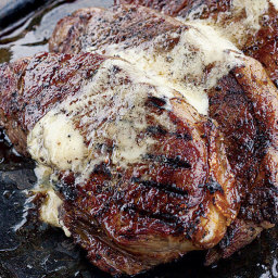Grilled Strip Steaks with Miso-Truffle Butter