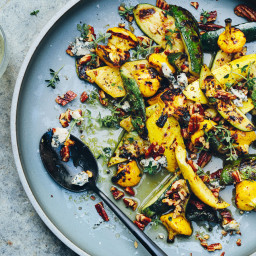 Grilled Summer Squash with Blue Cheese and Pecans