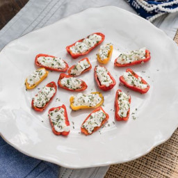 Grilled Sweet Peppers with Goat Cheese and Herbs