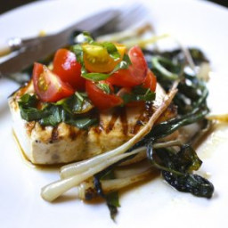 Grilled Swordfish, Fresh Tomato Relish and Sautéed Ramps