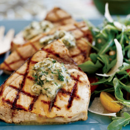 Grilled Swordfish Steaks with Basil-Caper Butter