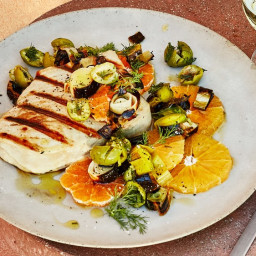 Grilled Swordfish with Charred Leeks and Citrus