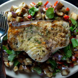 Grilled Swordfish with Eggplant-and-Pepper Salad