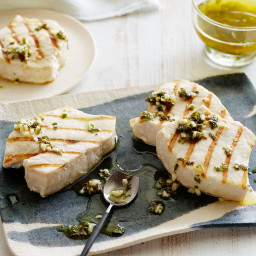 Grilled Swordfish with Lemon, Mint and Basil