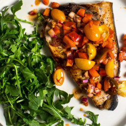 Grilled Swordfish With Smoky Tomato-Anchovy Salsa