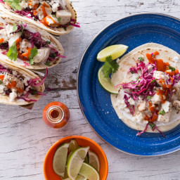 Grilled Tequila-Lime Fish Tacos with Cilantro-Lime Crema