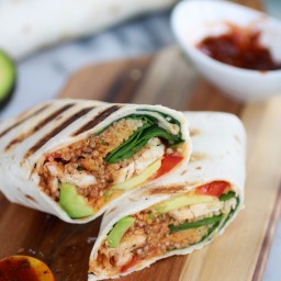 Grilled Tex-Mex Chicken and Quinoa Wraps with Spicy Tex-Mex Sauce