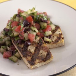 Grilled Tofu with a Mediterranean Chopped Salad