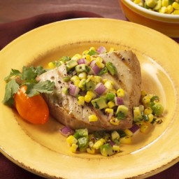Grilled Tuna with Roasted Corn and Avocado Relish
