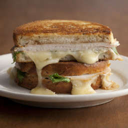 Grilled Turkey, Brie, and Apple Butter Sandwich with Arugula