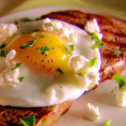 Grilled Tuscan Steak with Fried Egg and Goat Cheese