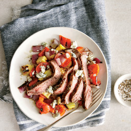 Grilled Vegetable and Flank Steak Salad with Blue Cheese Vinaigrette