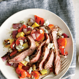 Grilled Vegetable and Flank Steak Salad with Blue Cheese Vinaigrette