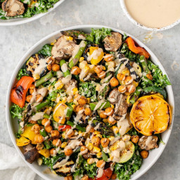 Grilled Vegetable Salad with Chickpeas and Tahini Dressing