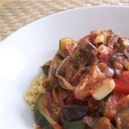 Grilled Vegetables in Balsamic Tomato Sauce with Couscous