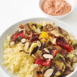 Grilled Vegetables With Couscous and Yogurt Sauce