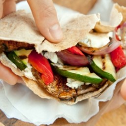 Grilled Veggie and Goat Cheese Pitas