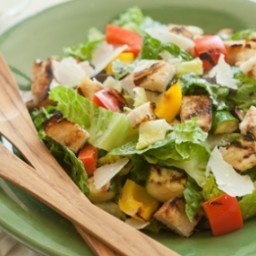 Grilled Veggie Caesar Salad with Sourdough Croutons