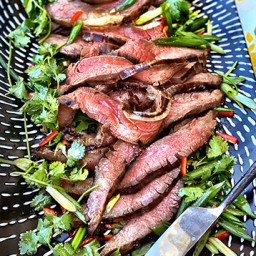 Grilled Wagyu Flank Steak with Cilantro-Scallion Salad
