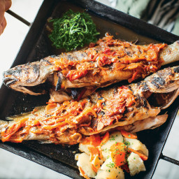 Grilled Whole Fish with Tomato-Fennel Sauce 
