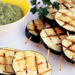 Grilled Zucchini Kebabs with Zucchini Dip