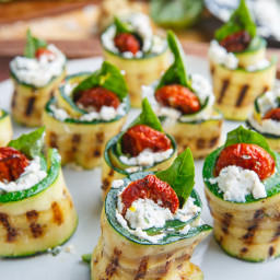 Grilled Zucchini Rollups Stuffed with Lemon-Basil Ricotta and Slow Roasted 