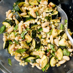 Grilled Zucchini Salad with Corn and Marinated White Beans