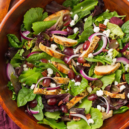 Grilled Chicken and Grape Spring Salad with Goat Cheese and Honey-Balsamic 