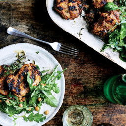 Grilled Chicken with Arugula and Warm Chickpeas