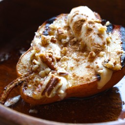 Grilled Cinnamon Pears with Tahini Cream