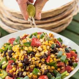 Grilled Corn Salad with Black Beans, Tomatoes, and Bell Pepper