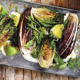 Grilled Lettuces with Crème Fraîche and Avocado